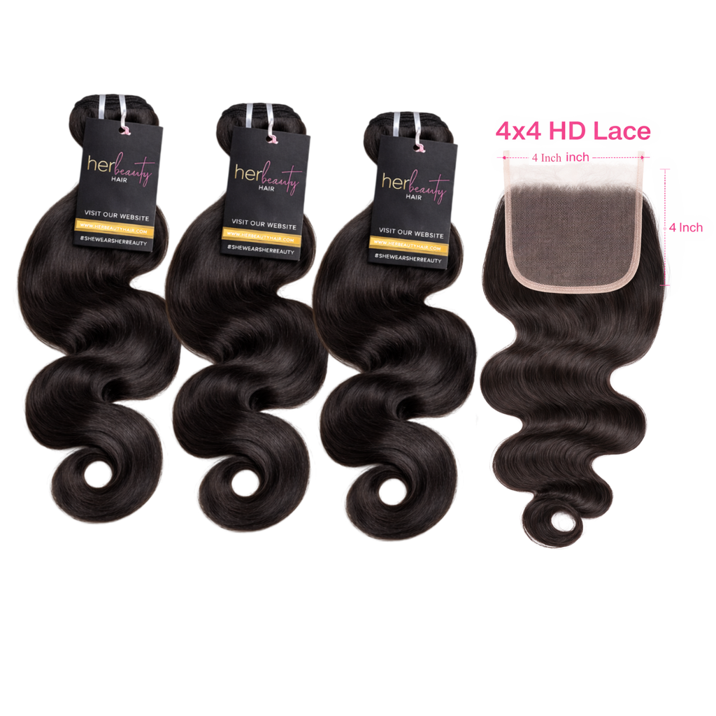 3 Bundles + 4x4 HD Closure