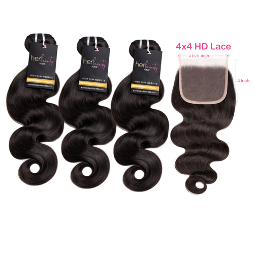 3 Bundles + 4x4 HD Closure